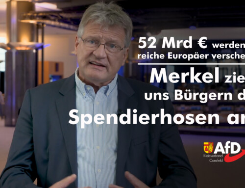 Prof. Dr. Jörg Meuthen: Merkel zieht uns Bürgern die Spendierhosen an!